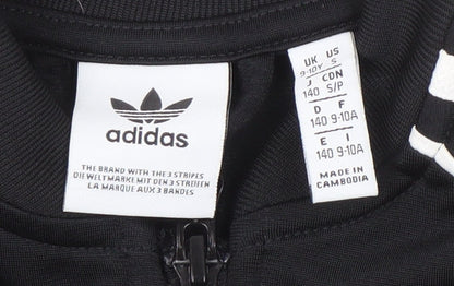 Adidas Boys Black Track Jacket 9-10 Years Full Zip Sports