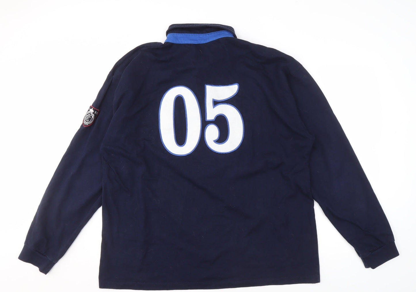 Refined Men's Blue Long Sleeve Polo Shirt XL