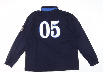 Refined Men's Blue Long Sleeve Polo Shirt XL