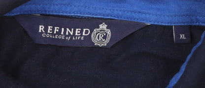 Refined Men's Blue Long Sleeve Polo Shirt XL