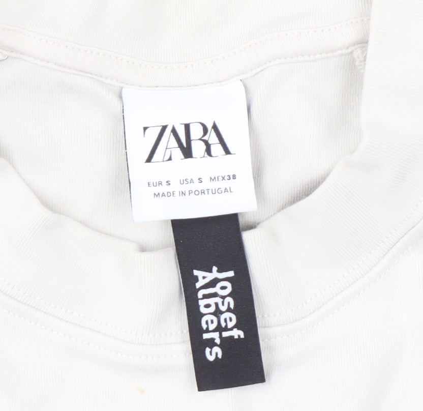 Zara Unisex White Art Graphic Sweatshirt S