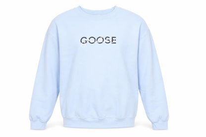 Front view of Goose unisex adults blue pullover sweatshirt m