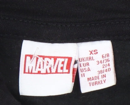 Marvel Unisex XS Black Pullover Hoodie with Graphic Print