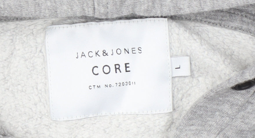 Mens UK Size L JACK & JONES Grey Full Zip Hoodie