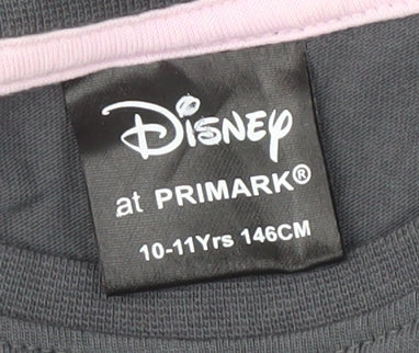 Disney Girls Black Mickey Mouse Graphic T-Shirt Size 10-11 Years