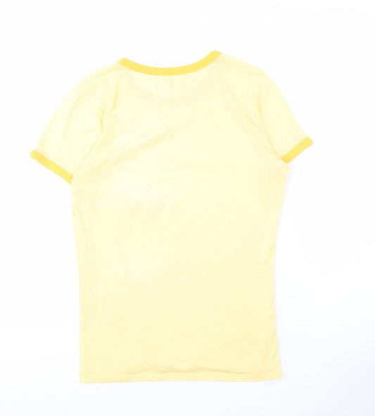Womens UK Size M Hollister Yellow Ringer T-Shirt