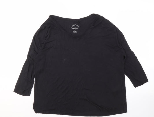 FatFace Women's Black V-Neck T-Shirt Size 16