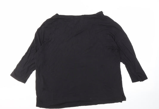 FatFace Women's Black V-Neck T-Shirt Size 16