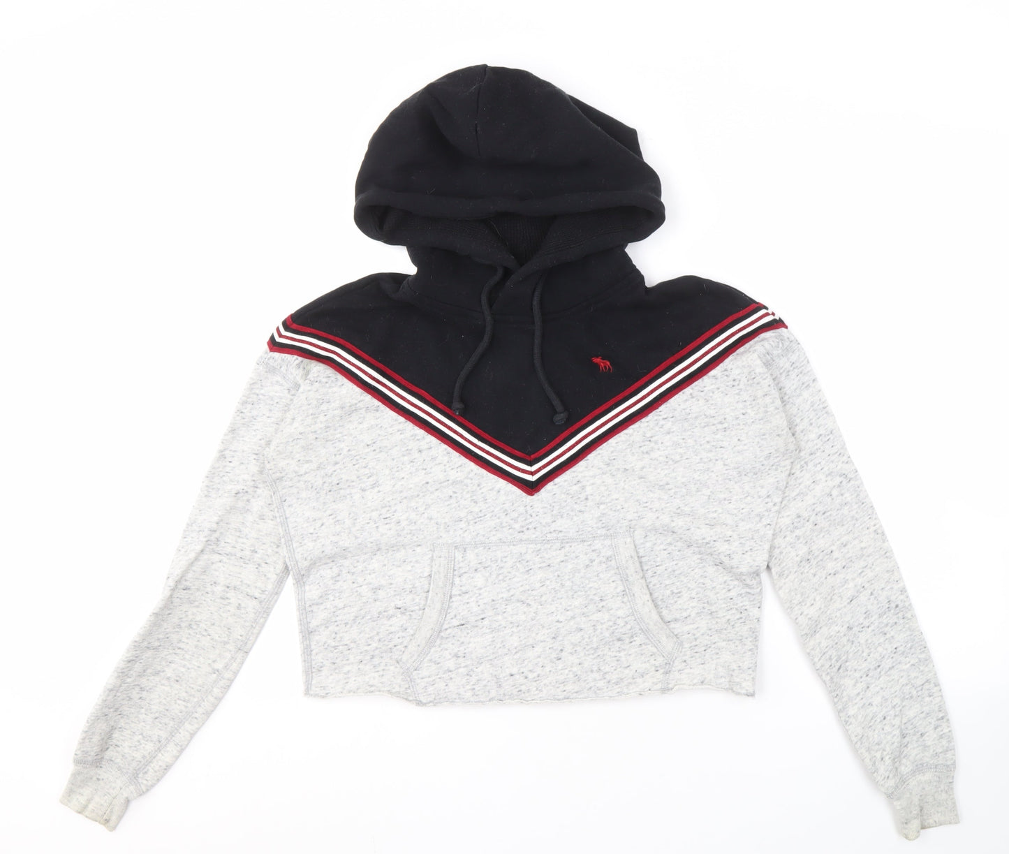 Abercrombie & Fitch Women's Pullover Hoodie, 2XS, Grey & Black