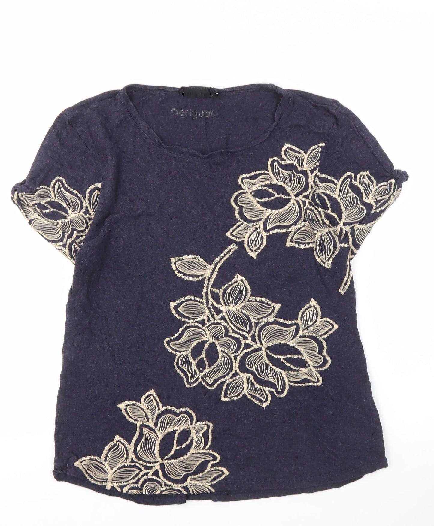 Womens UK Size L Desigual Blue Basic T-Shirt