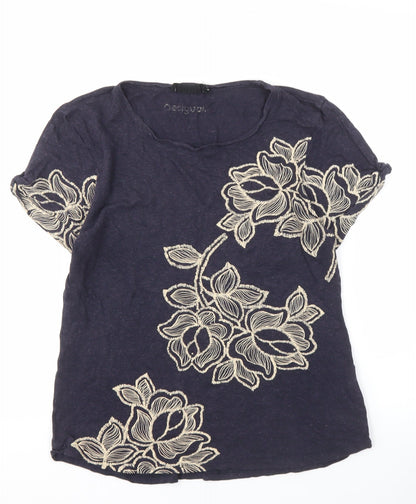 Womens UK Size L Desigual Blue Basic T-Shirt