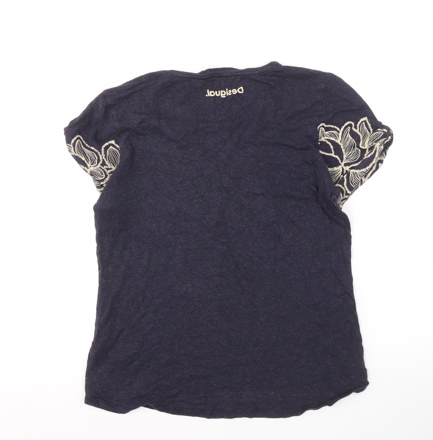 Womens UK Size L Desigual Blue Basic T-Shirt