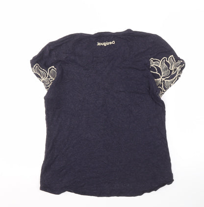 Womens UK Size L Desigual Blue Basic T-Shirt