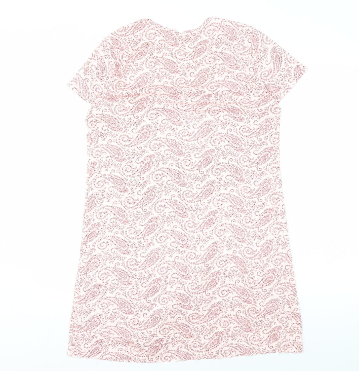 Lands' End Women's Pink Paisley Scoop Neck Dress S