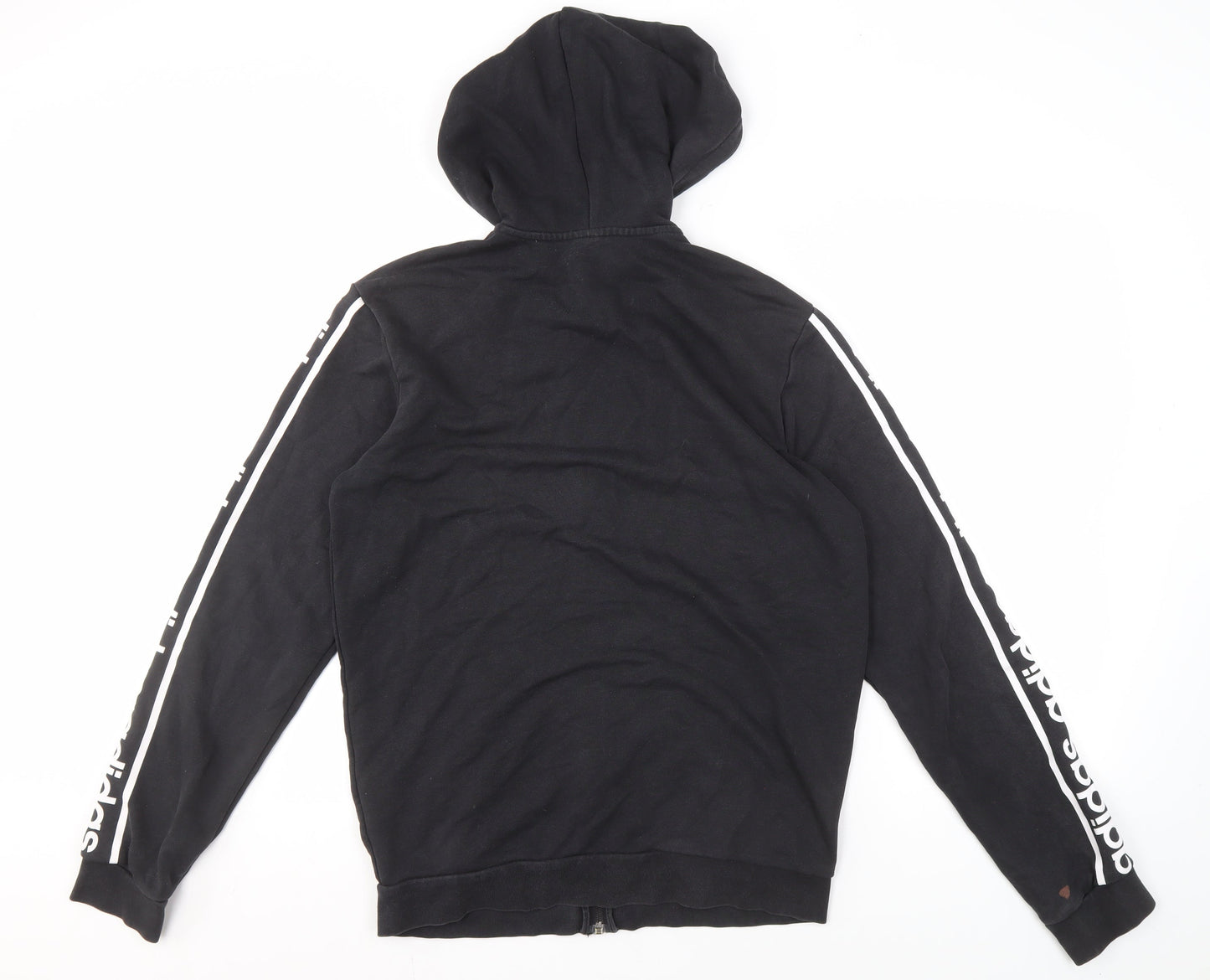 Adidas Men's Black Full Zip Hoodie, Size M, Logo Sleeves