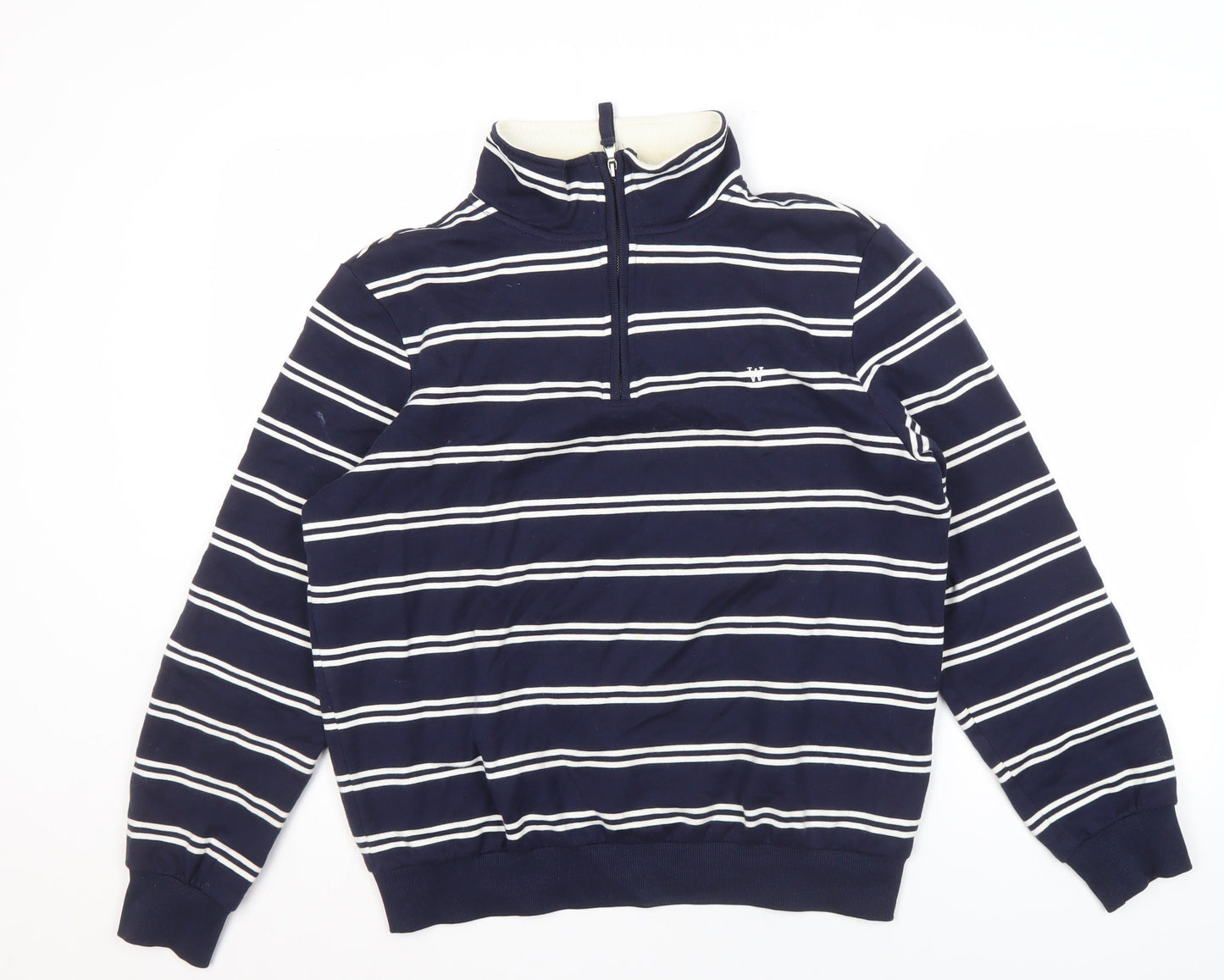 WoolOvers Men's Blue Striped Sweatshirt, Size S, Jersey