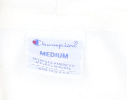 Champion Unisex White Hoodie M - Logo, Casual, Fleece