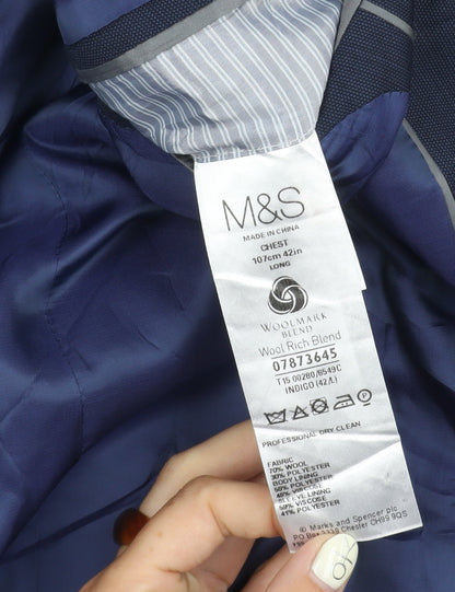 UK Size 42 Marks and Spencer Regular Blue Suit Jacket