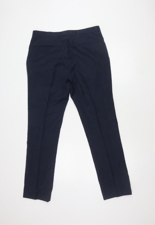 FCUK Men's Black Trousers, 34L, Polyester Blend