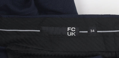 FCUK Men's Black Trousers, 34L, Polyester Blend