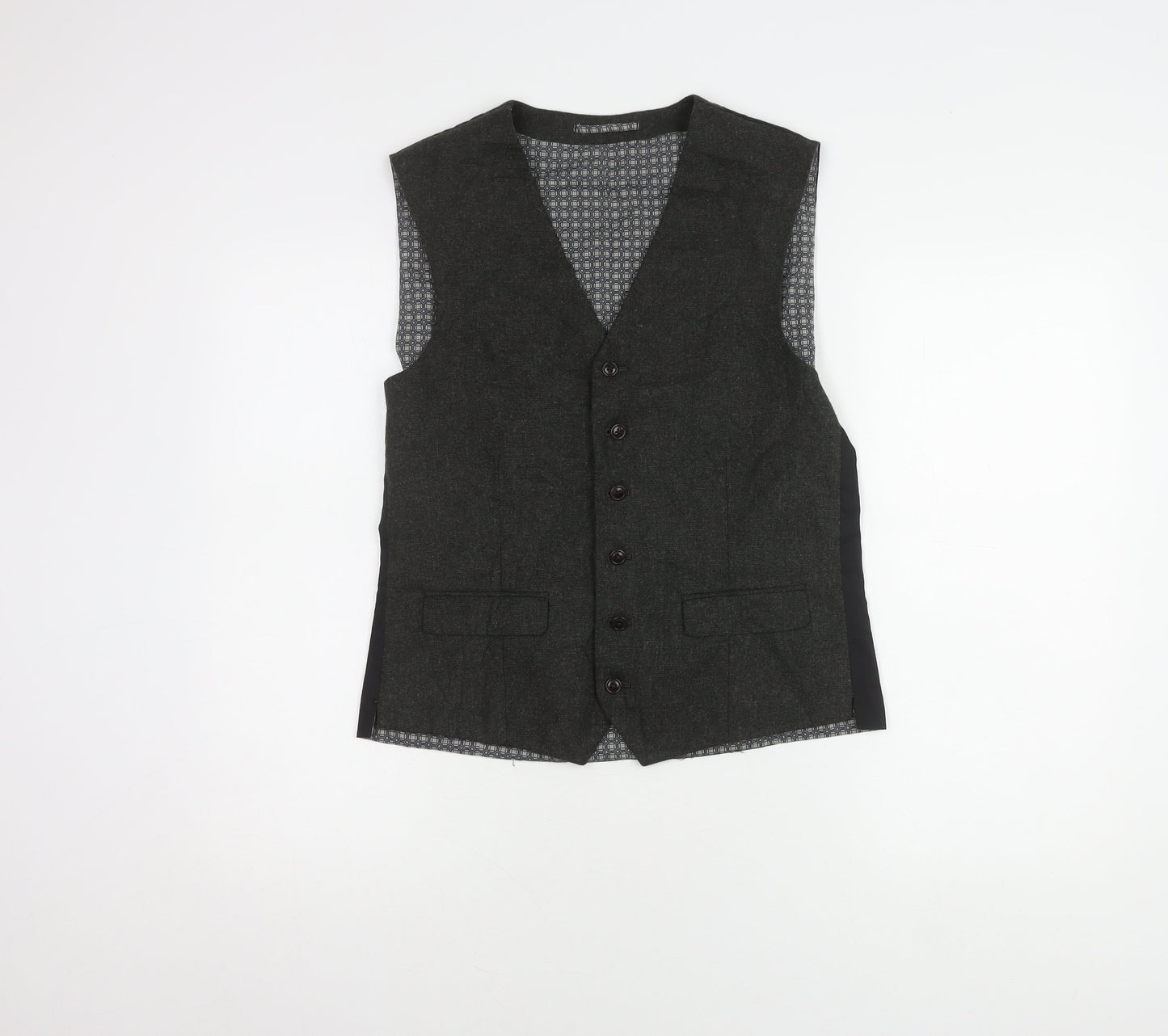 Next Men's Grey Wool Waistcoat Size 38R Regular Fit