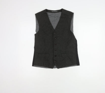 Next Men's Grey Wool Waistcoat Size 38R Regular Fit