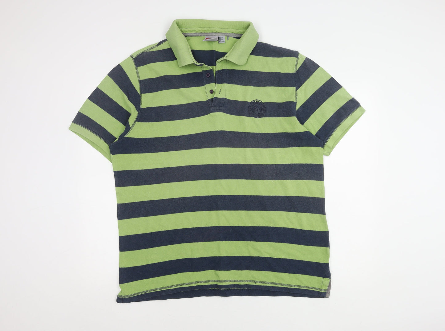 TOG24 Men's Green Striped Polo XL - Casual Spring/Summer Top