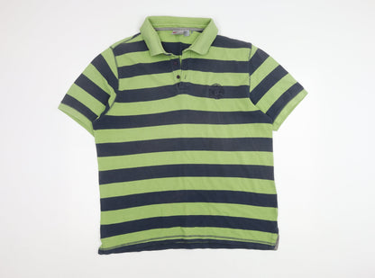 TOG24 Men's Green Striped Polo XL - Casual Spring/Summer Top