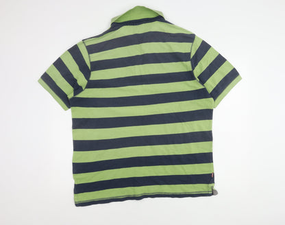 TOG24 Men's Green Striped Polo XL - Casual Spring/Summer Top