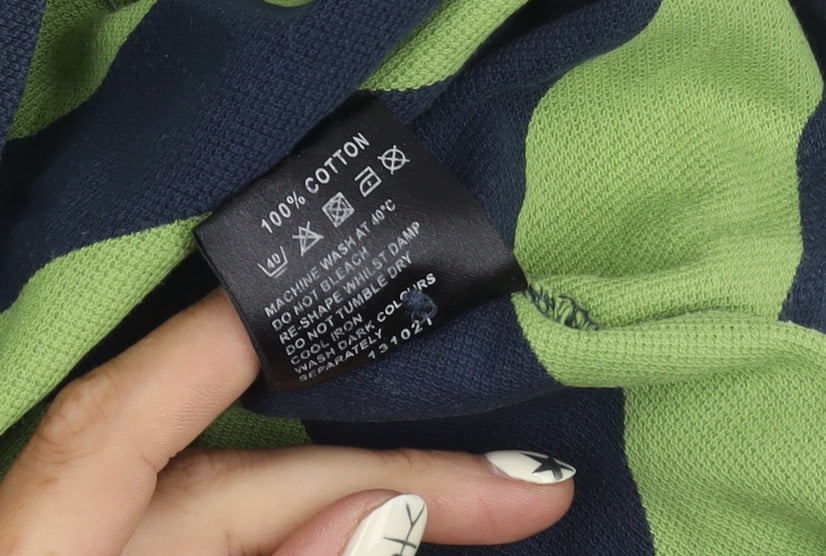 TOG24 Men's Green Striped Polo XL - Casual Spring/Summer Top