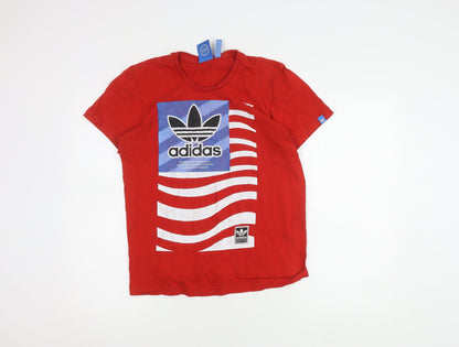 Adidas Men's Red Graphic Tee, Size S