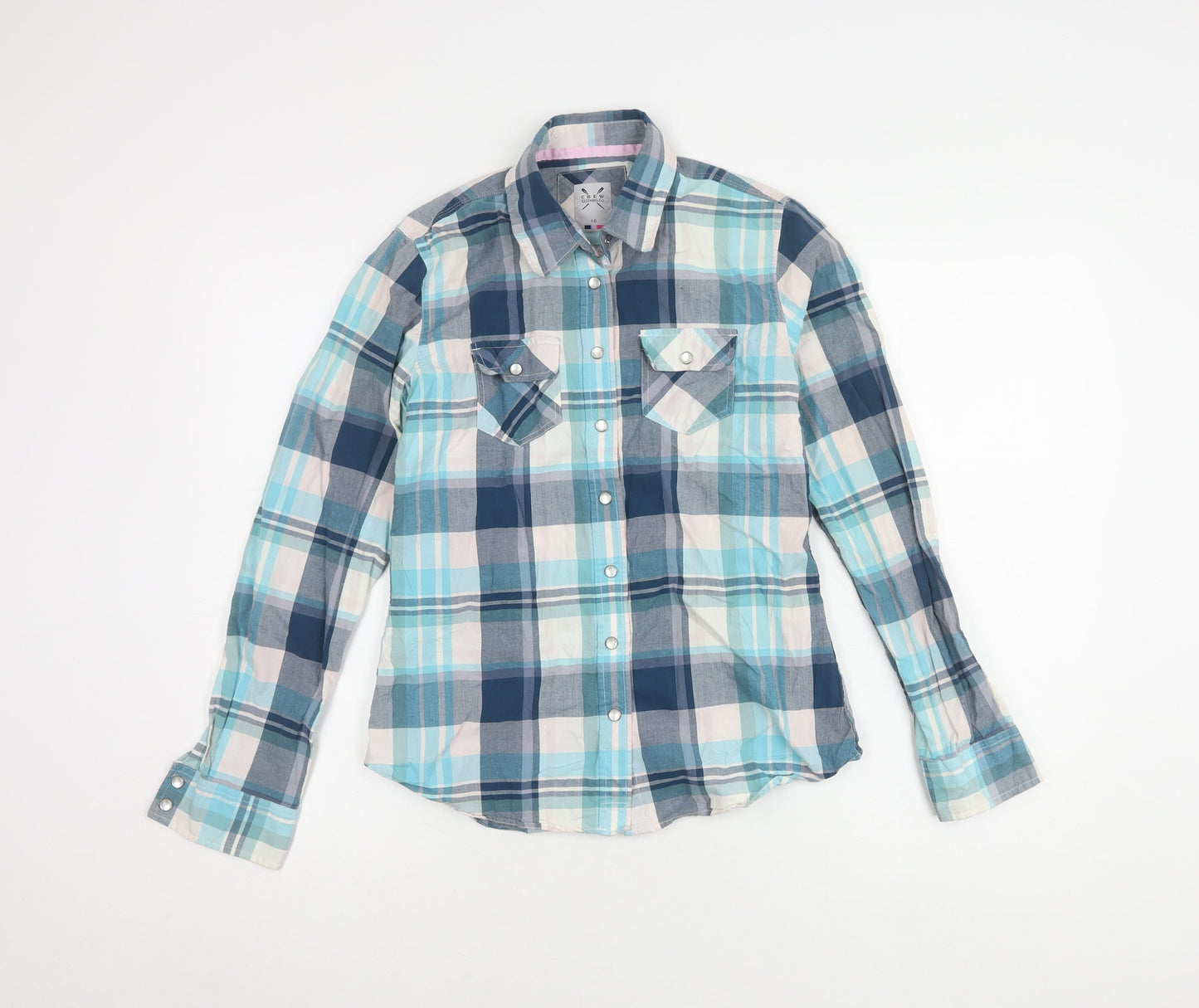 Womens UK Size 10 Crew Clothing Co. Blue Basic Button-Up