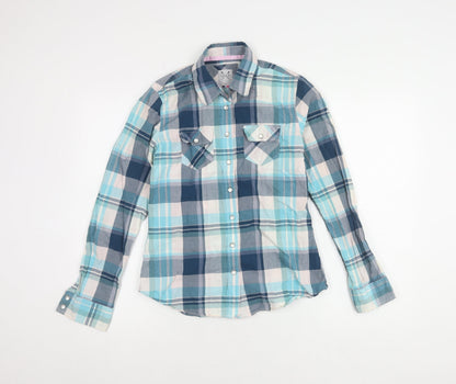 Womens UK Size 10 Crew Clothing Co. Blue Basic Button-Up