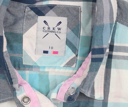 Womens UK Size 10 Crew Clothing Co. Blue Basic Button-Up