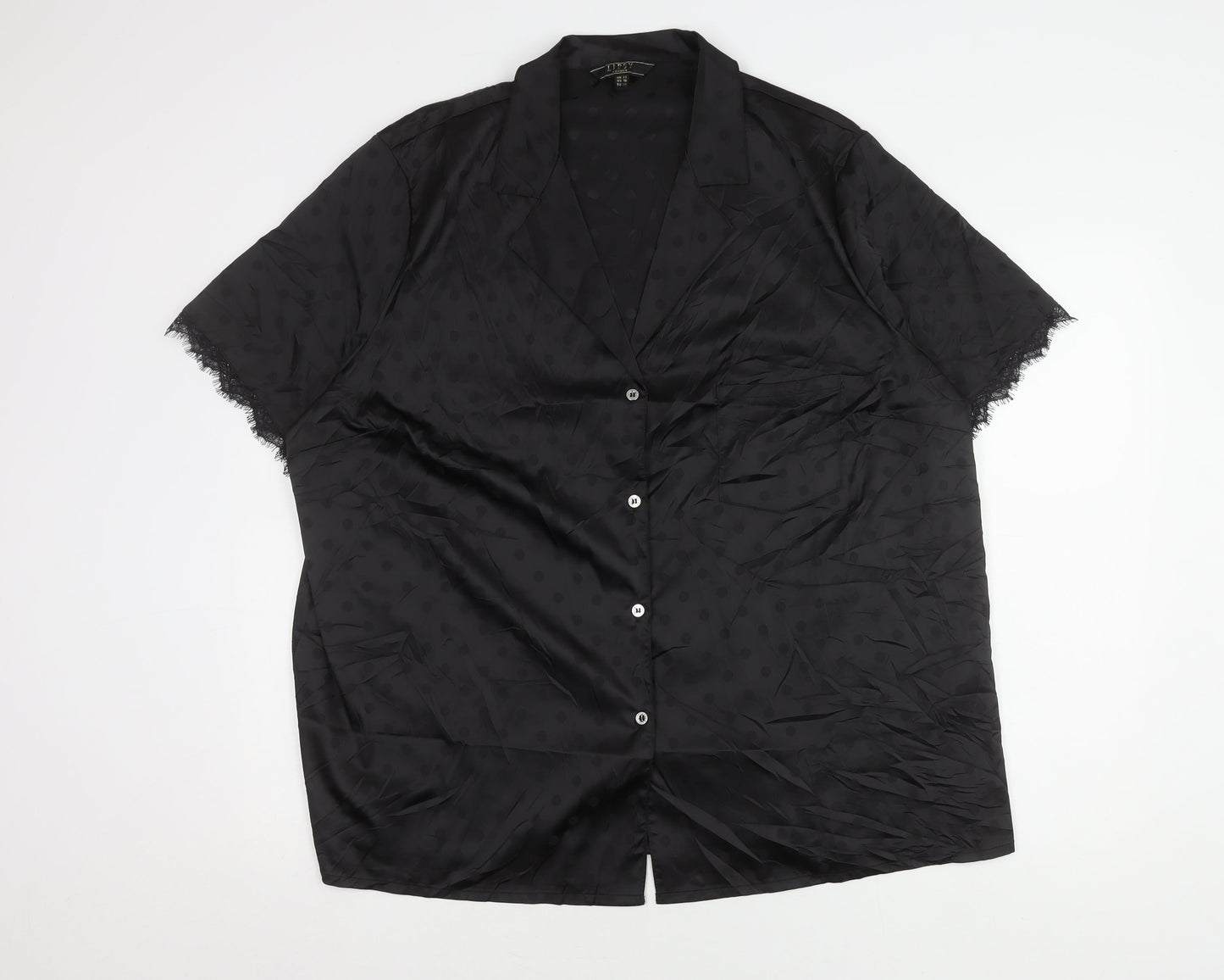 Lipsy Women’s Black Satin Polka Dot Nightshirt UK 22