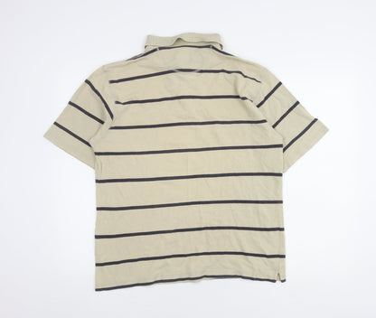 Reebok Men's Beige Striped Polo Shirt, Size L