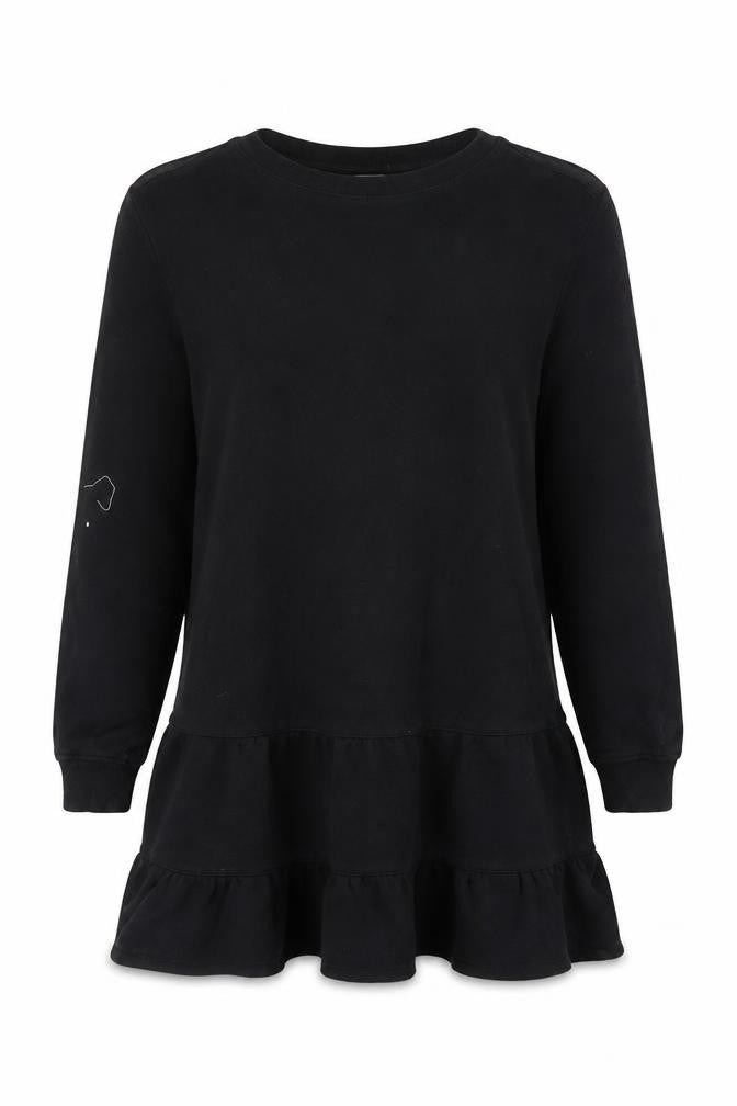 Hush Black Dress, Women, Size 6, Long Sleeve, Ruffle Accents