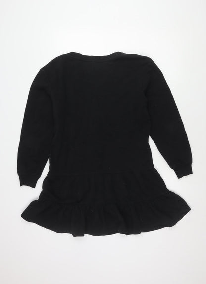 Hush Black Dress, Women, Size 6, Long Sleeve, Ruffle Accents