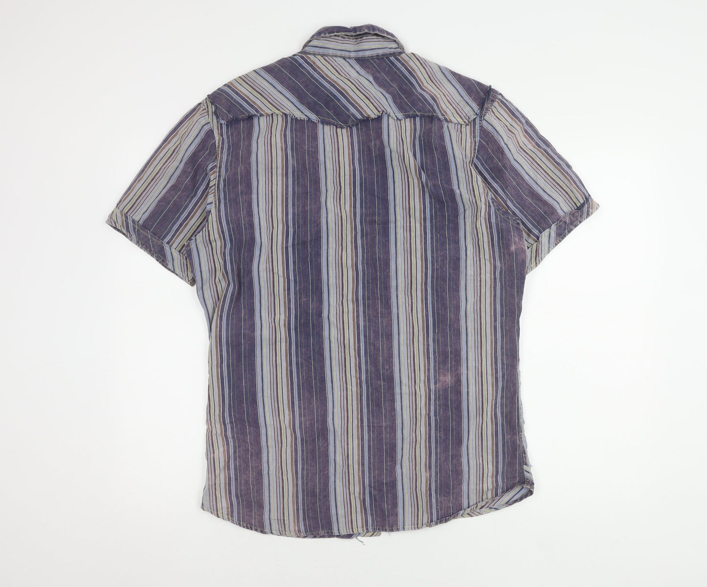 Brave Soul Men's Multicoloured Striped Shirt, Size L