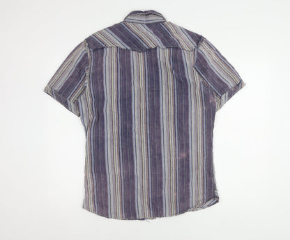 Brave Soul Men's Multicoloured Striped Shirt, Size L