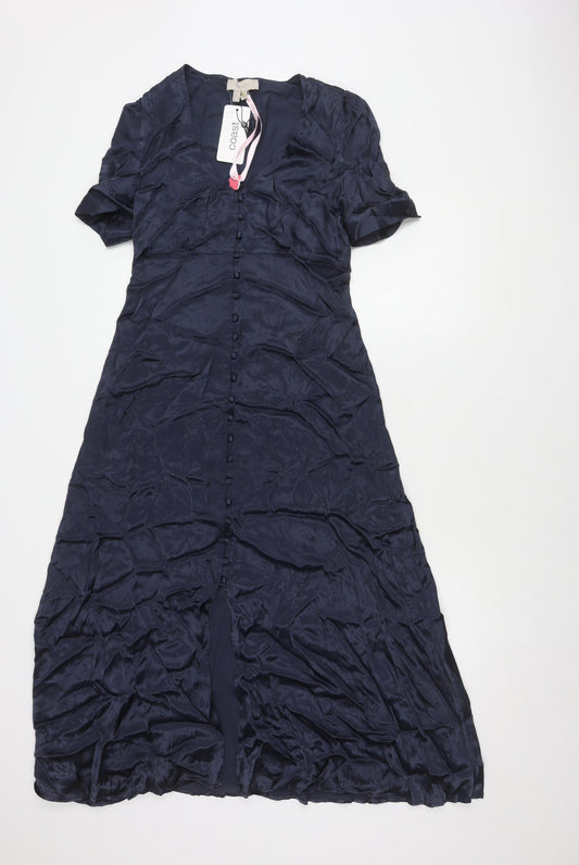 Coast Women's Blue Dress, Size 10, Button Accent