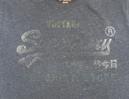 SuperDry Men's Blue Vintage T-Shirt, Size L, Graphic Crew Neck