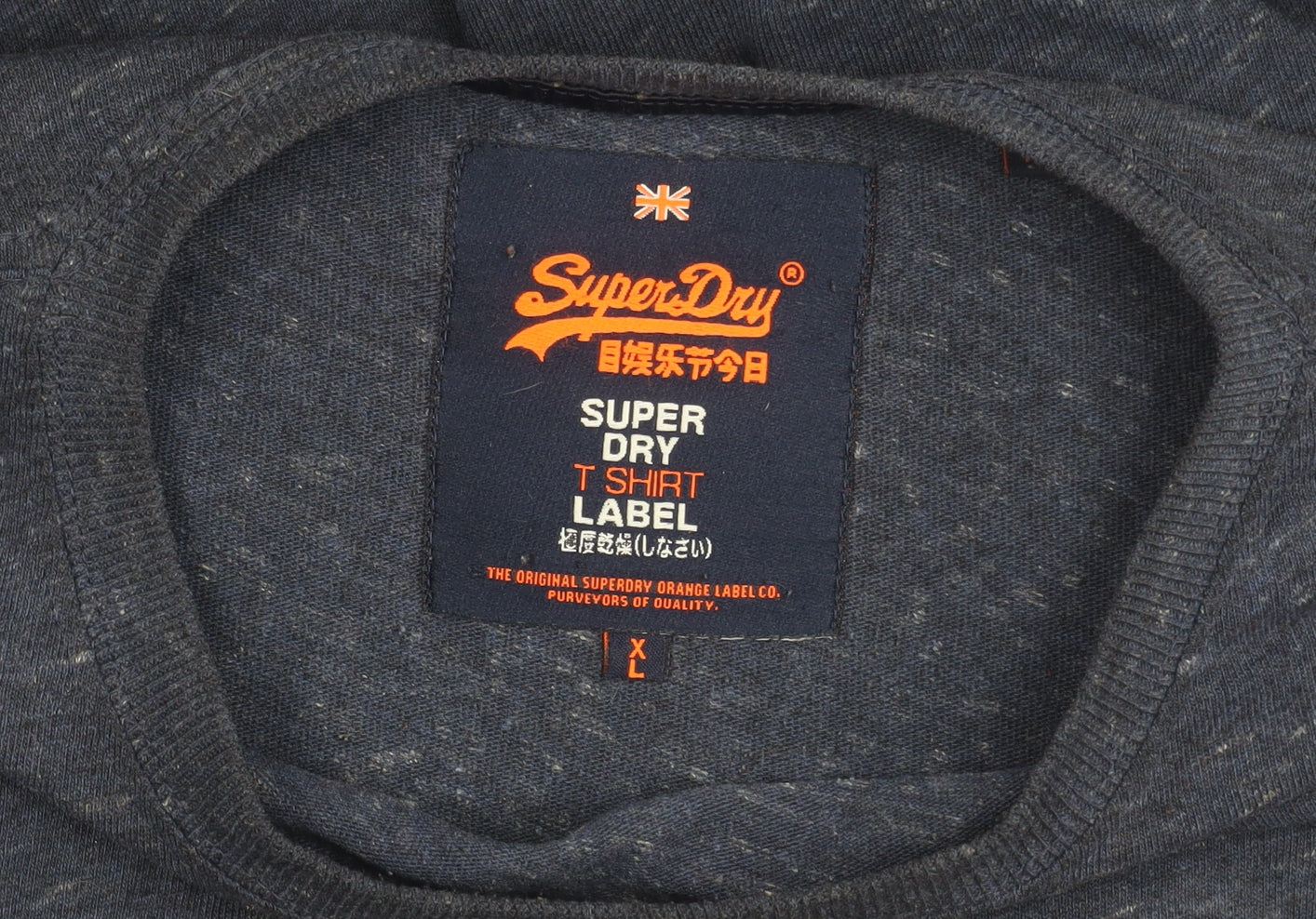 SuperDry Men's Blue Vintage T-Shirt, Size L, Graphic Crew Neck