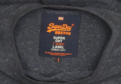 SuperDry Men's Blue Vintage T-Shirt, Size L, Graphic Crew Neck