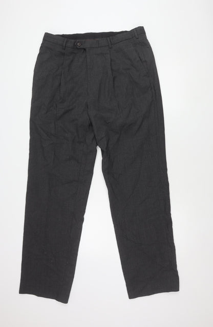 Austin Reed Men's Black Wool Trousers, Size 36L