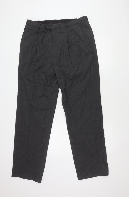 Austin Reed Men's Black Wool Trousers, Size 36L