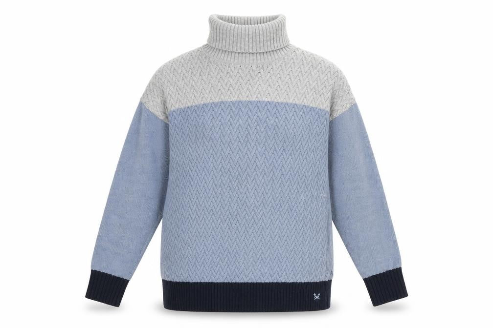 Crew Clothing Blue/Grey Roll Neck Jumper Size 10