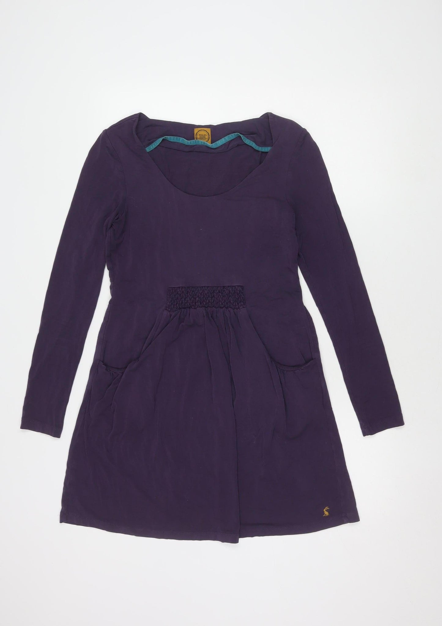 Joules Women's Purple Cotton Dress, Size 12, Scoop Neck