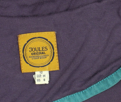 Joules Women's Purple Cotton Dress, Size 12, Scoop Neck
