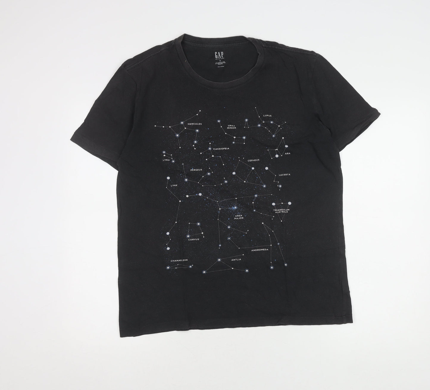 GAP Unisex Black Cotton Crew Neck Space T-Shirt, M
